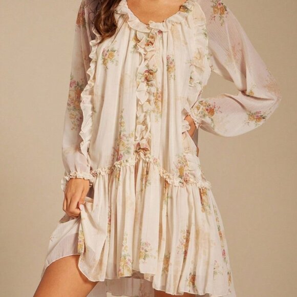 Multicolor Boho Romantic Elegant Women's Floral Loose Dress - Picture 7 of 7